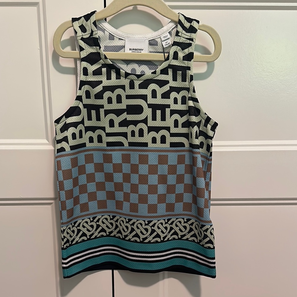Burberry Kids' Black and Brown Logo Tank Top